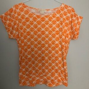 MK Michael Kors Orange Geometric Top